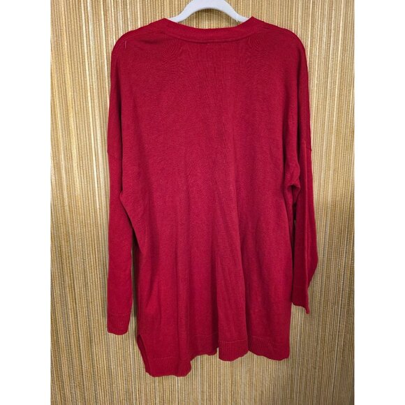J.Jill Long Scarlet Red Cardigan Sweater Button Front 2X PLUS NWT Holiday Career - Picture 5 of 6